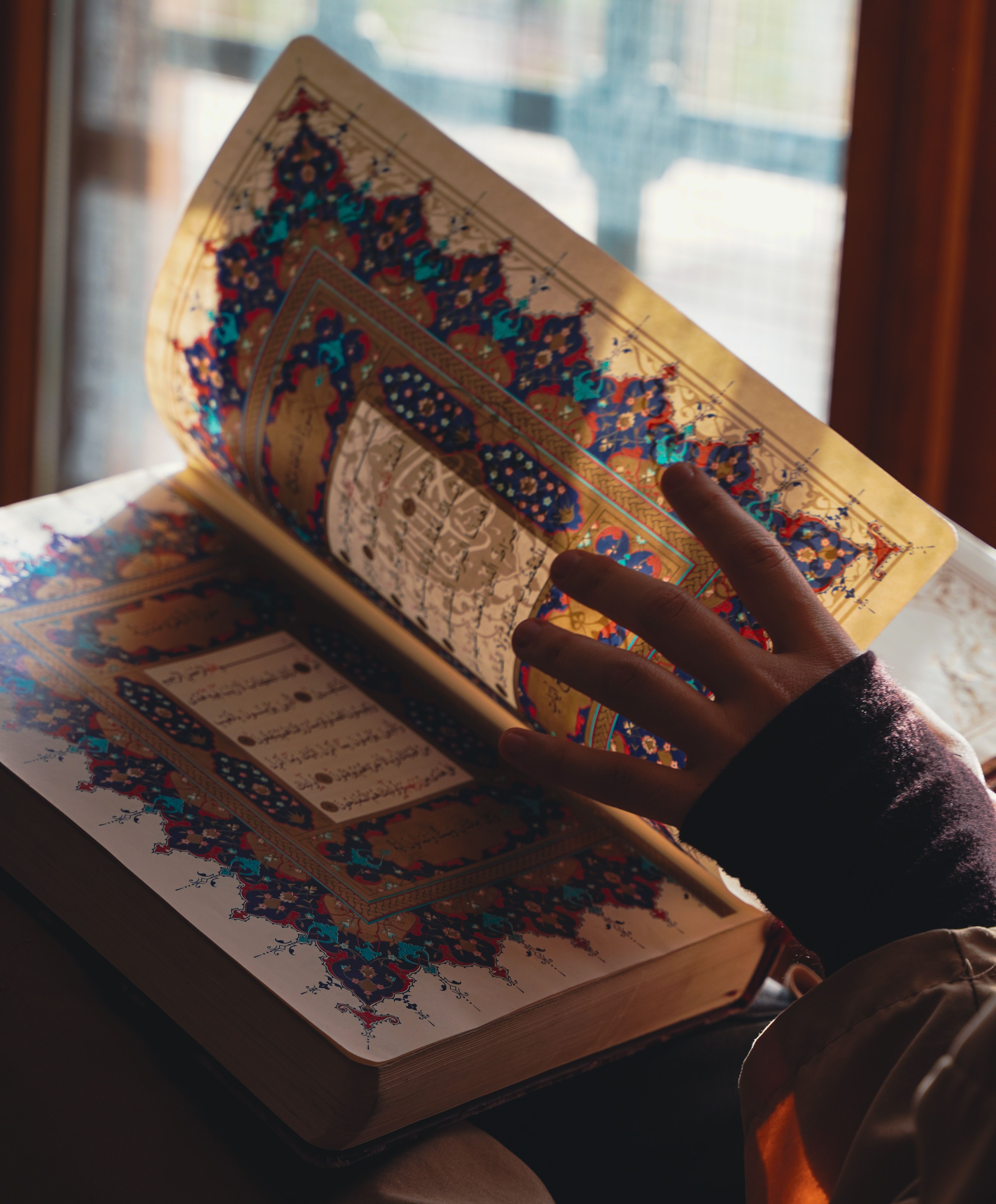 Quran study in natural light